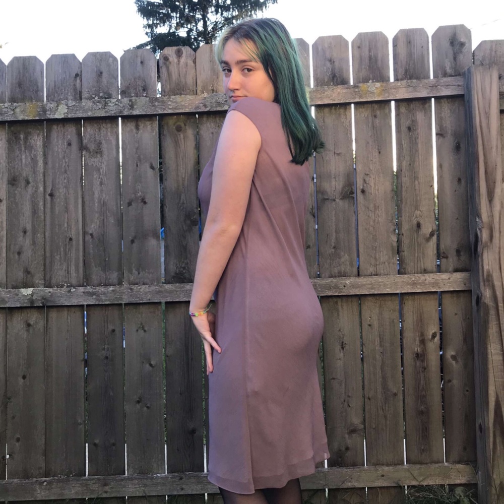 DKNY Mauve Polyester + Silk Slip Dress